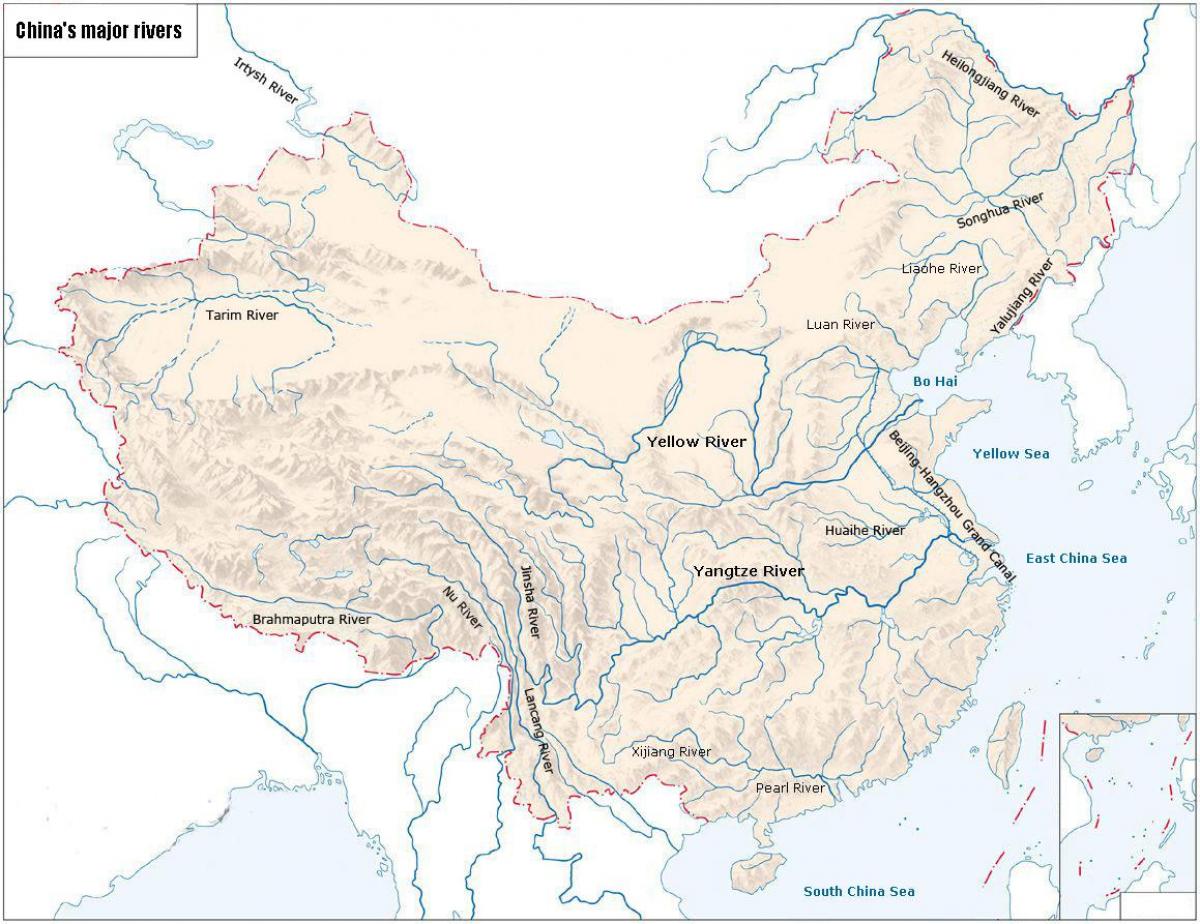 les rivières de la carte de la Chine