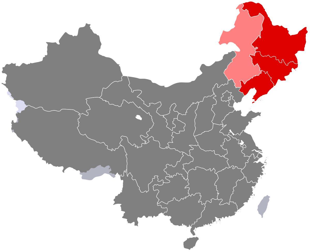 Chine du nord-est de la carte