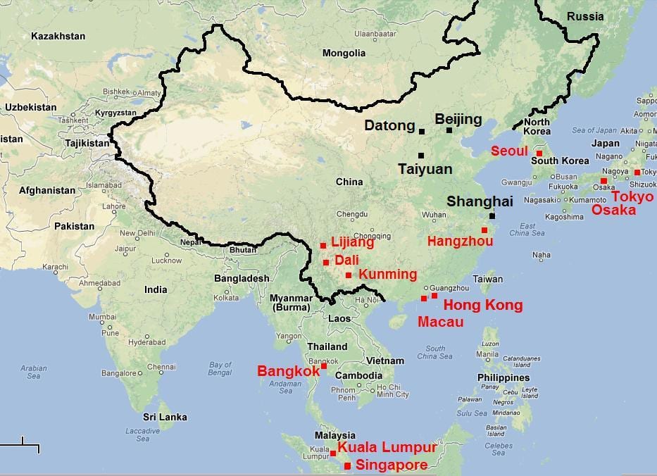 le sud de la Chine carte