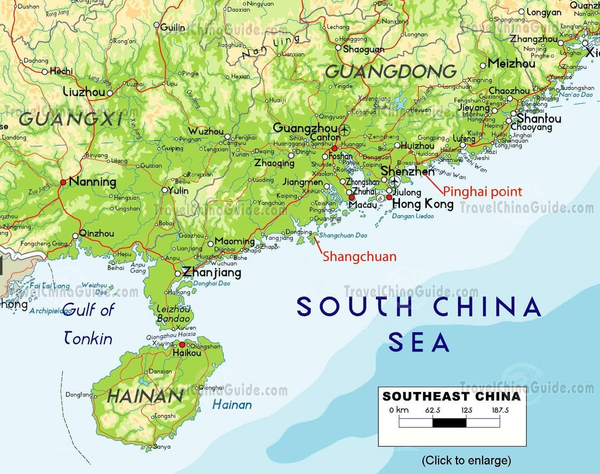 La chine du sud carte