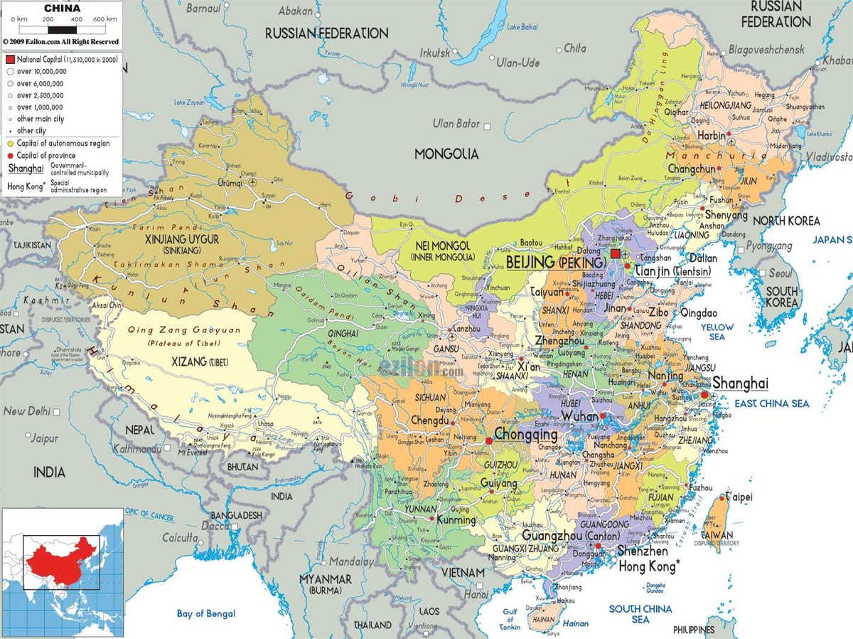 politiques la carte de la Chine