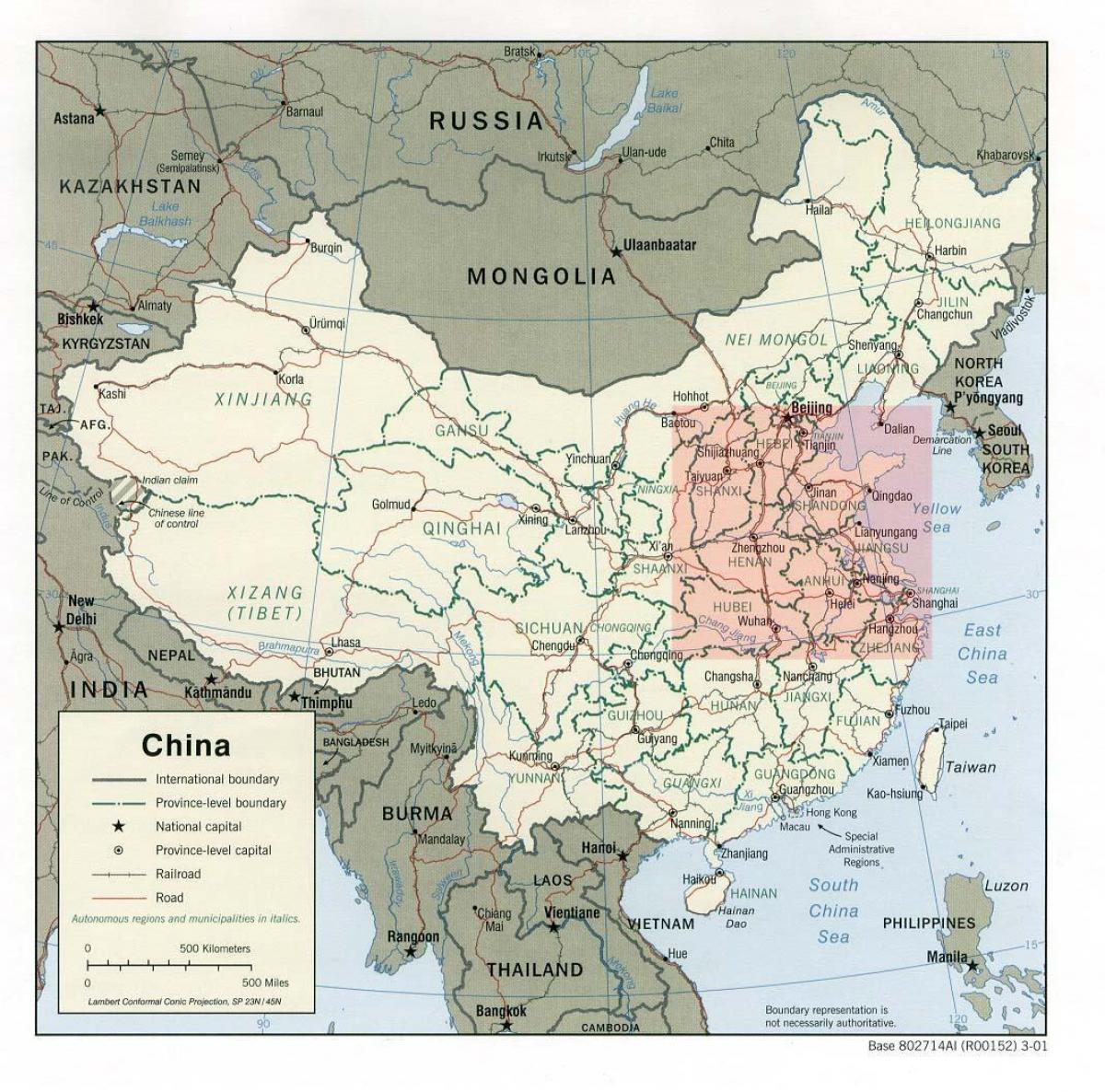 carte de la plaine de la Chine du nord