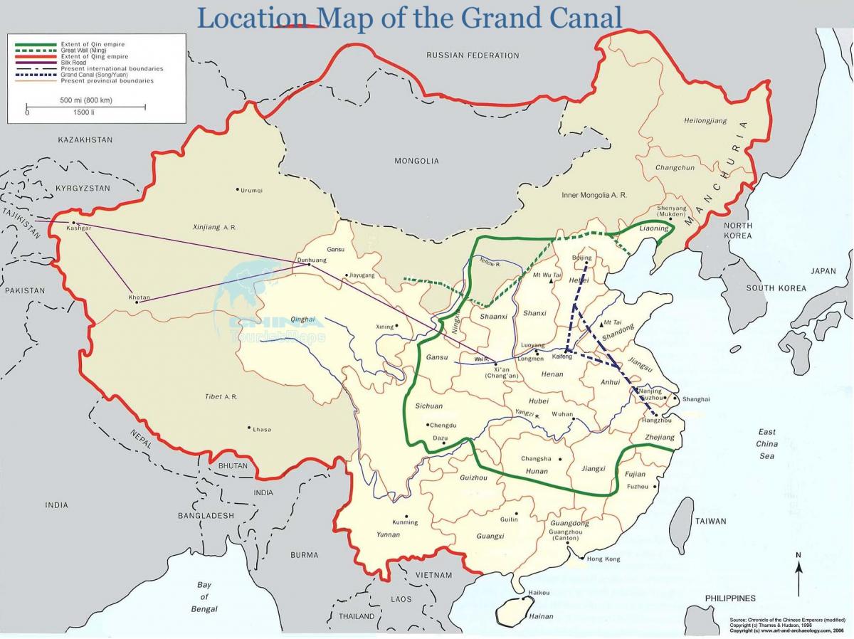 carte de la Chine grand canal