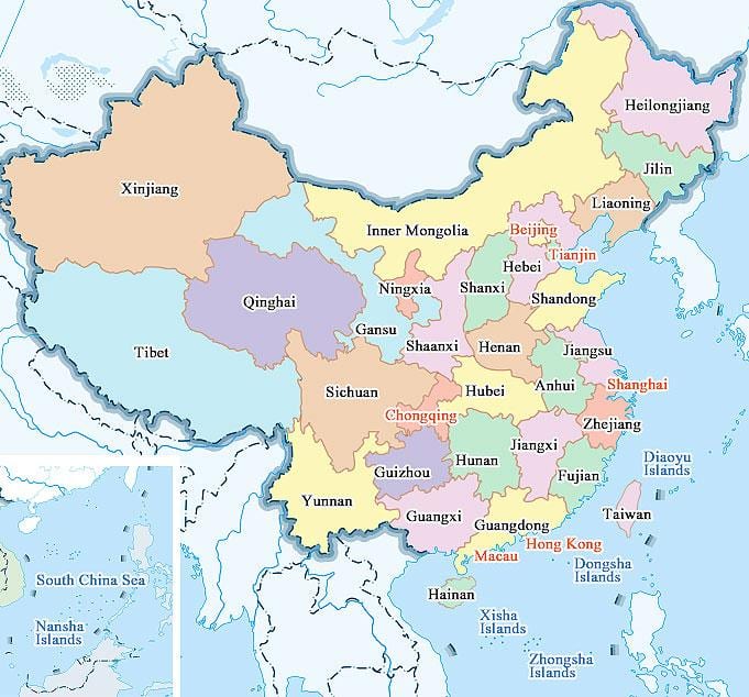 carte de la Chine