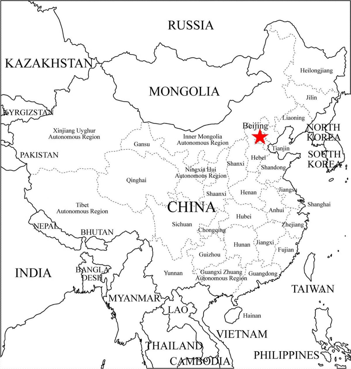 La chine carte de contour
