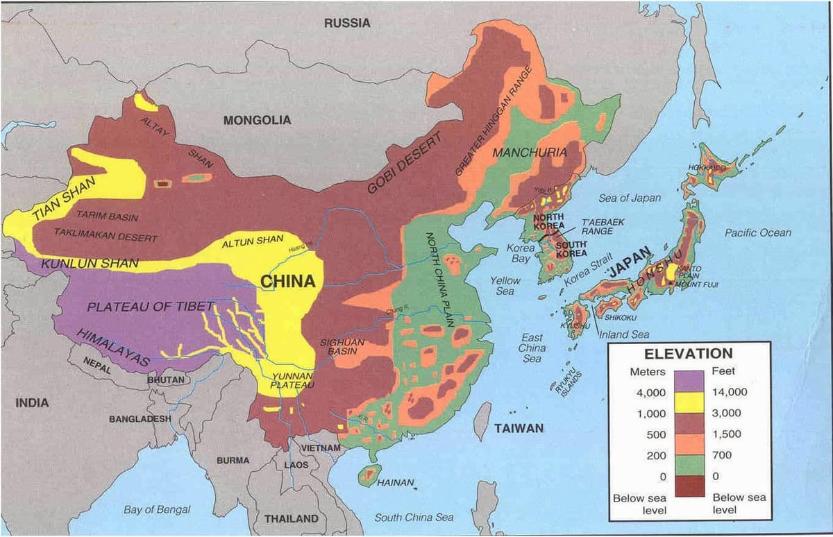 carte de la Chine désert