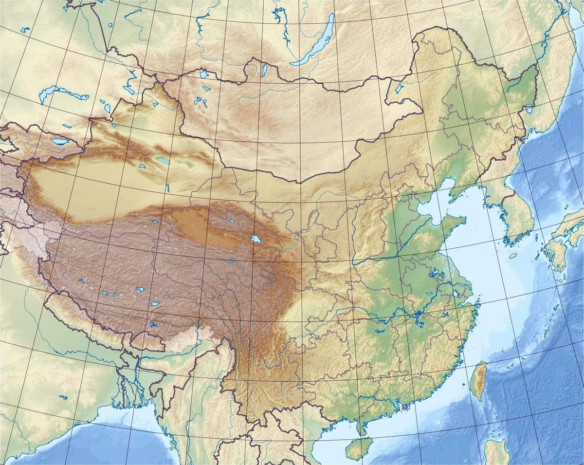 carte en relief de la Chine