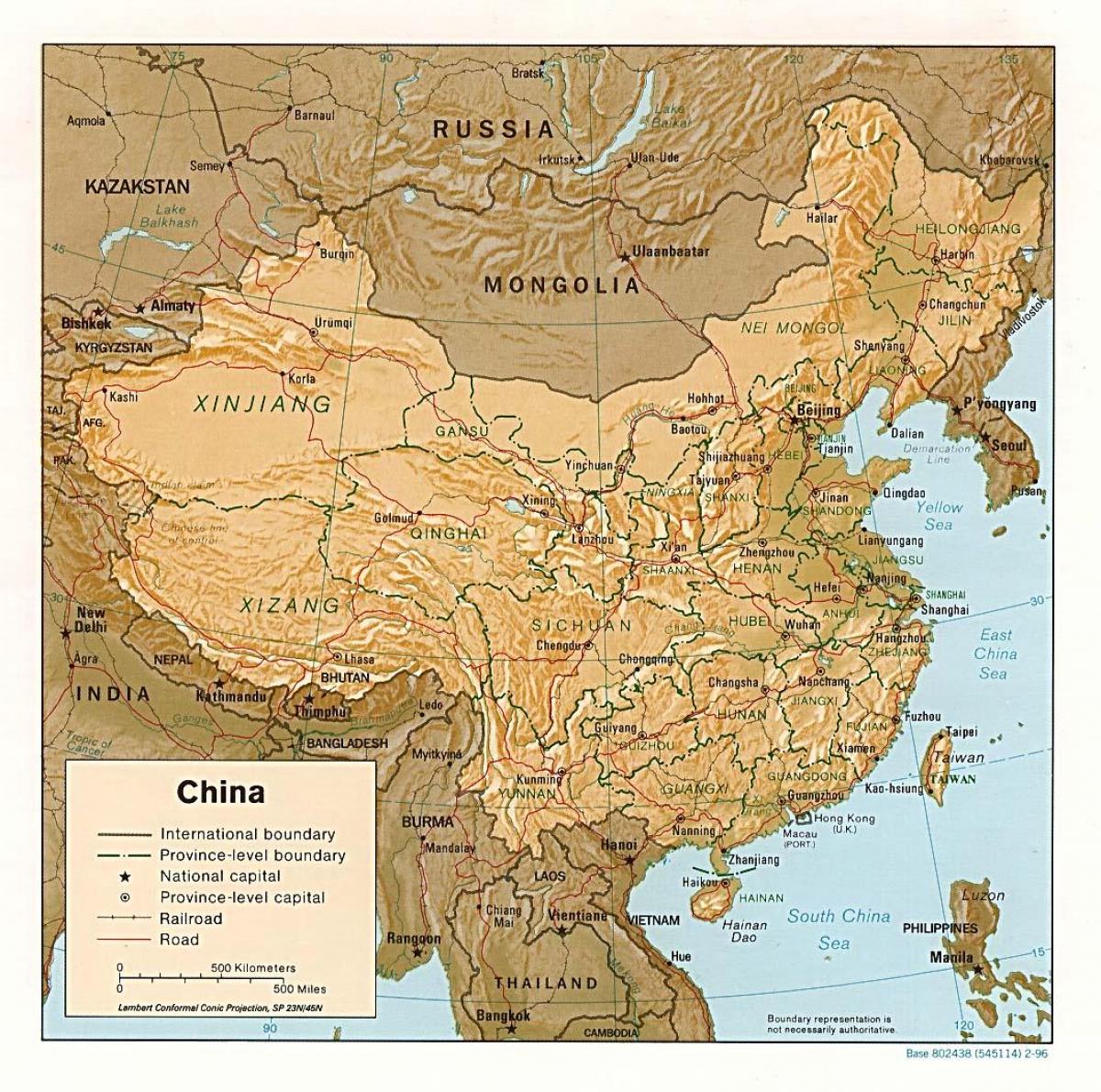 carte du terrain de la Chine