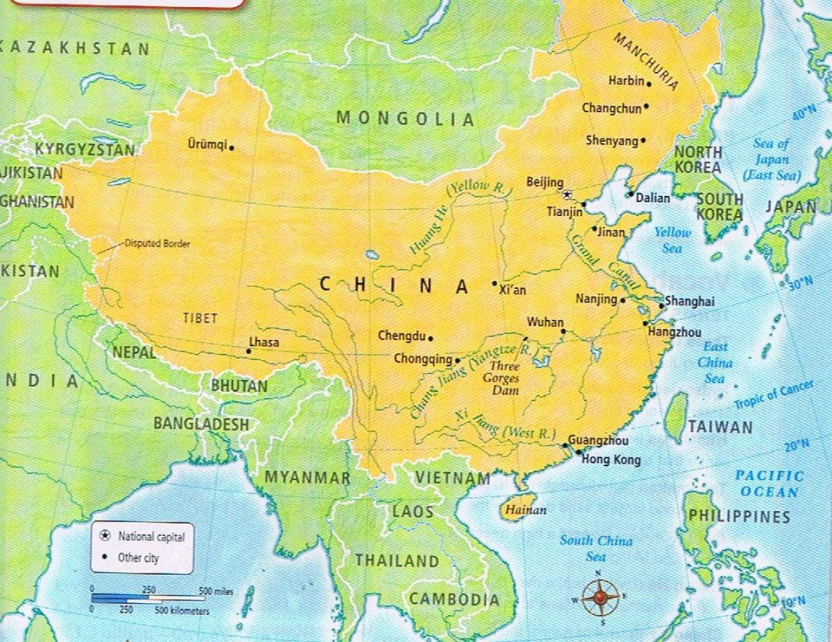 carte de la Chine de la frontière