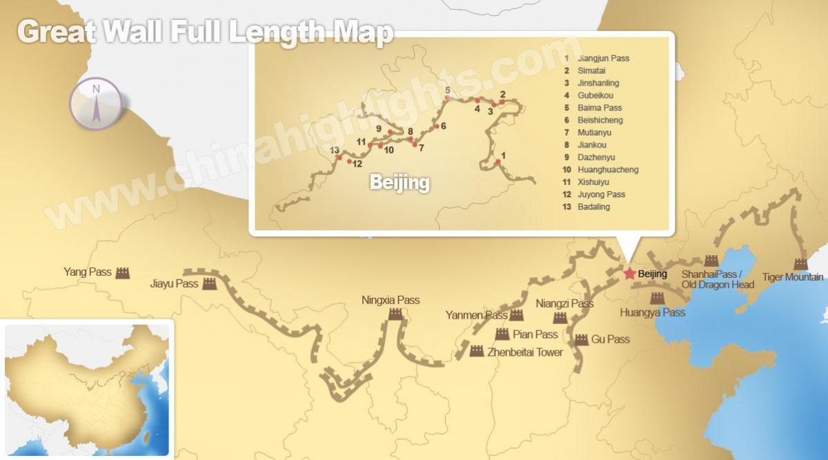 la grande muraille de Chine carte