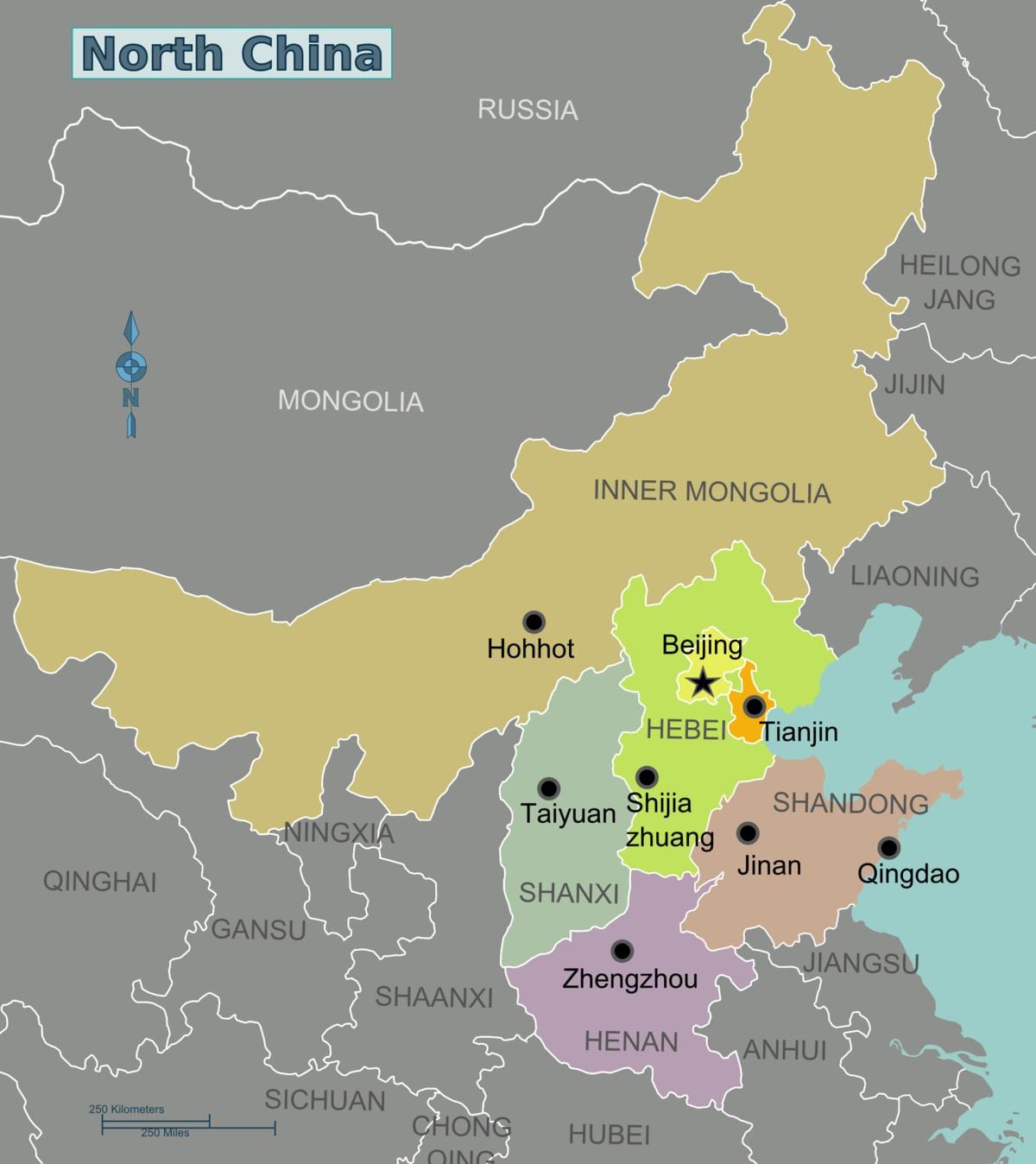 carte du nord de la Chine