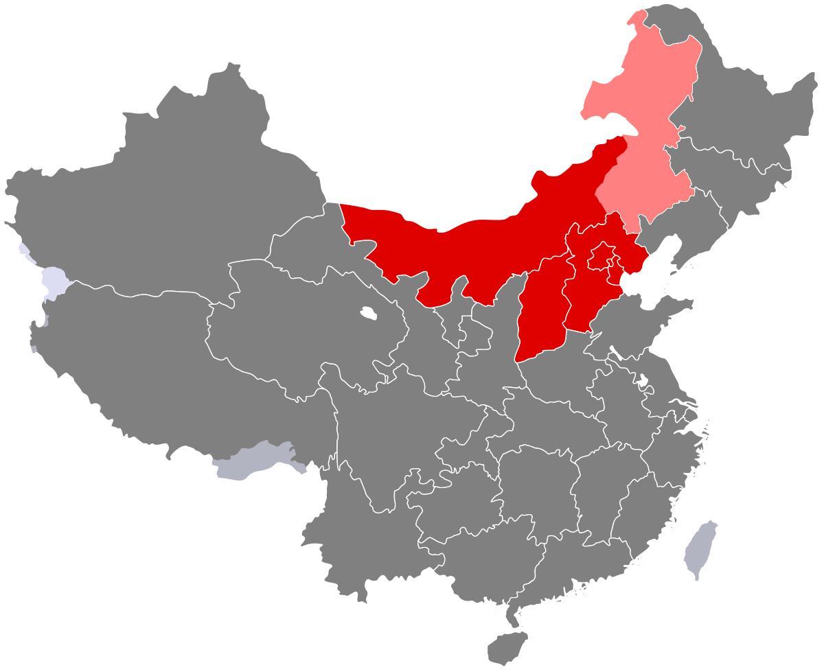 carte du nord de la Chine
