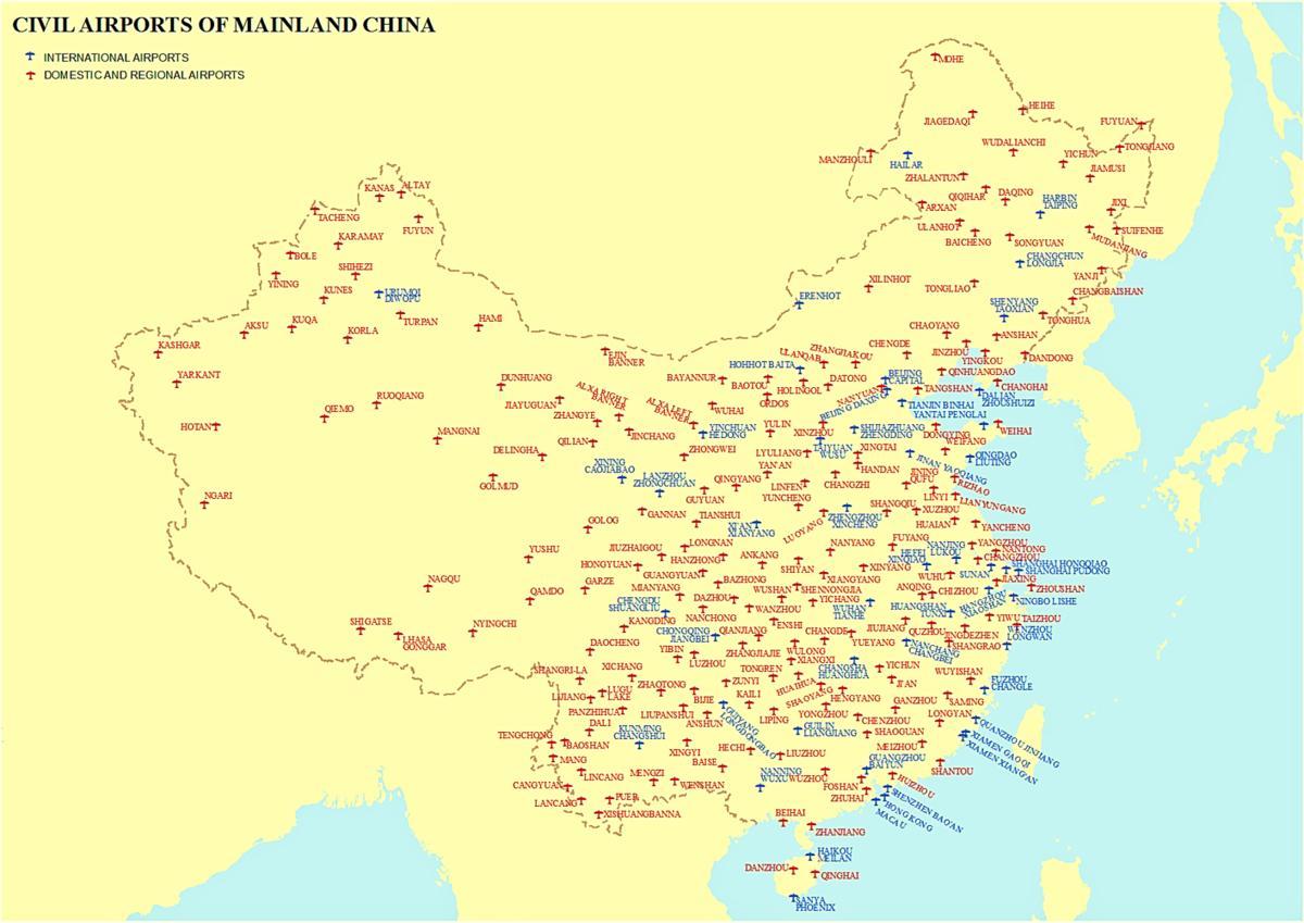 La chine la carte d'aéroports