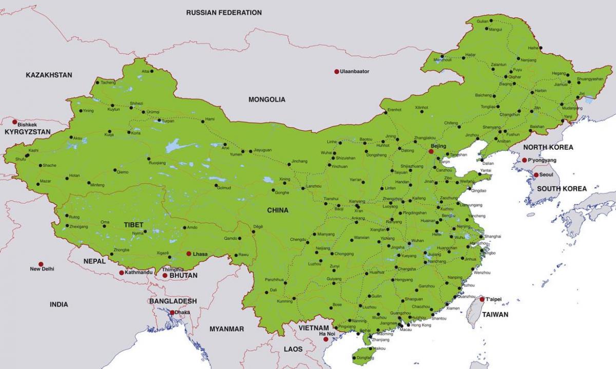 La carte de la chine des villes