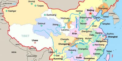 Chine grandes villes de la carte
