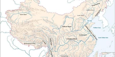 Les rivières de la carte de la Chine