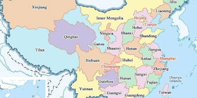 La carte de la chine des villes et des provinces