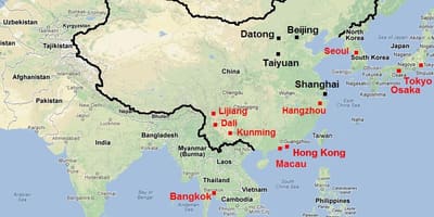 Le sud de la Chine carte