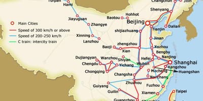 La chine ferroviaire à grande vitesse de la carte