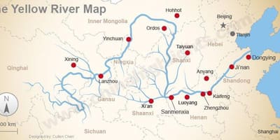 La carte de la chine du fleuve jaune