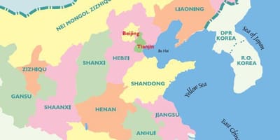 Carte de l'est de la Chine