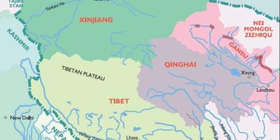 Carte de l'ouest de la Chine