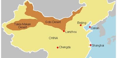 La carte de la chine désert de gobi
