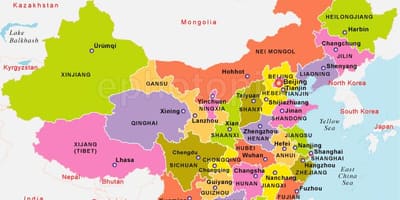 La carte de la chine avec les états