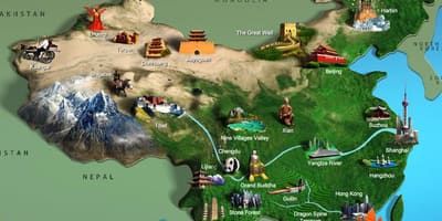 Carte de la Chine attractions touristiques
