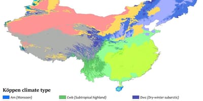 Le climat carte de la Chine