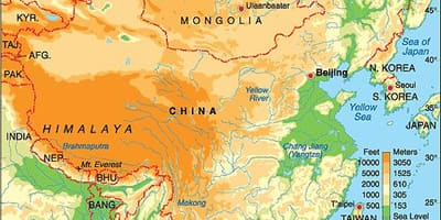 La chine carte d'altitude
