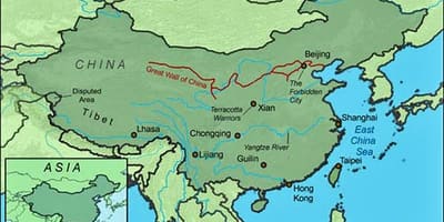 Carte de la Chine grande muraille