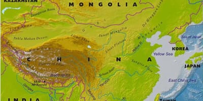La carte de la chine physiques