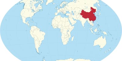 La chine dans la carte du monde