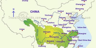 La carte de la chine du fleuve yangtze