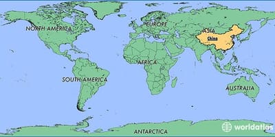 La carte de la chine dans le monde