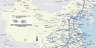 Ferroviaire à grande vitesse de la carte de la Chine