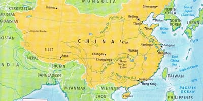 Carte de la Chine de la frontière