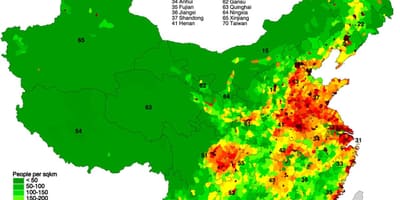 Répartition de la Population carte de la Chine