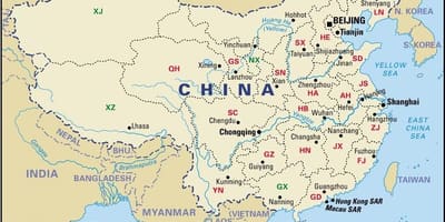 Carte de la Chine provinces et capitales