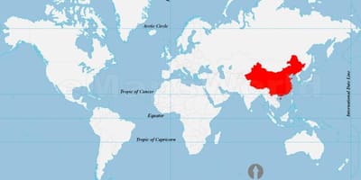 La chine sur la carte du monde