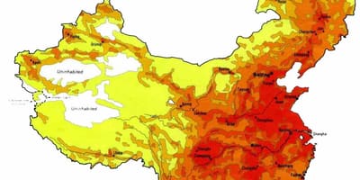 La densité de la Population de la Chine carte