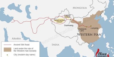 La carte de la chine la route de la soie